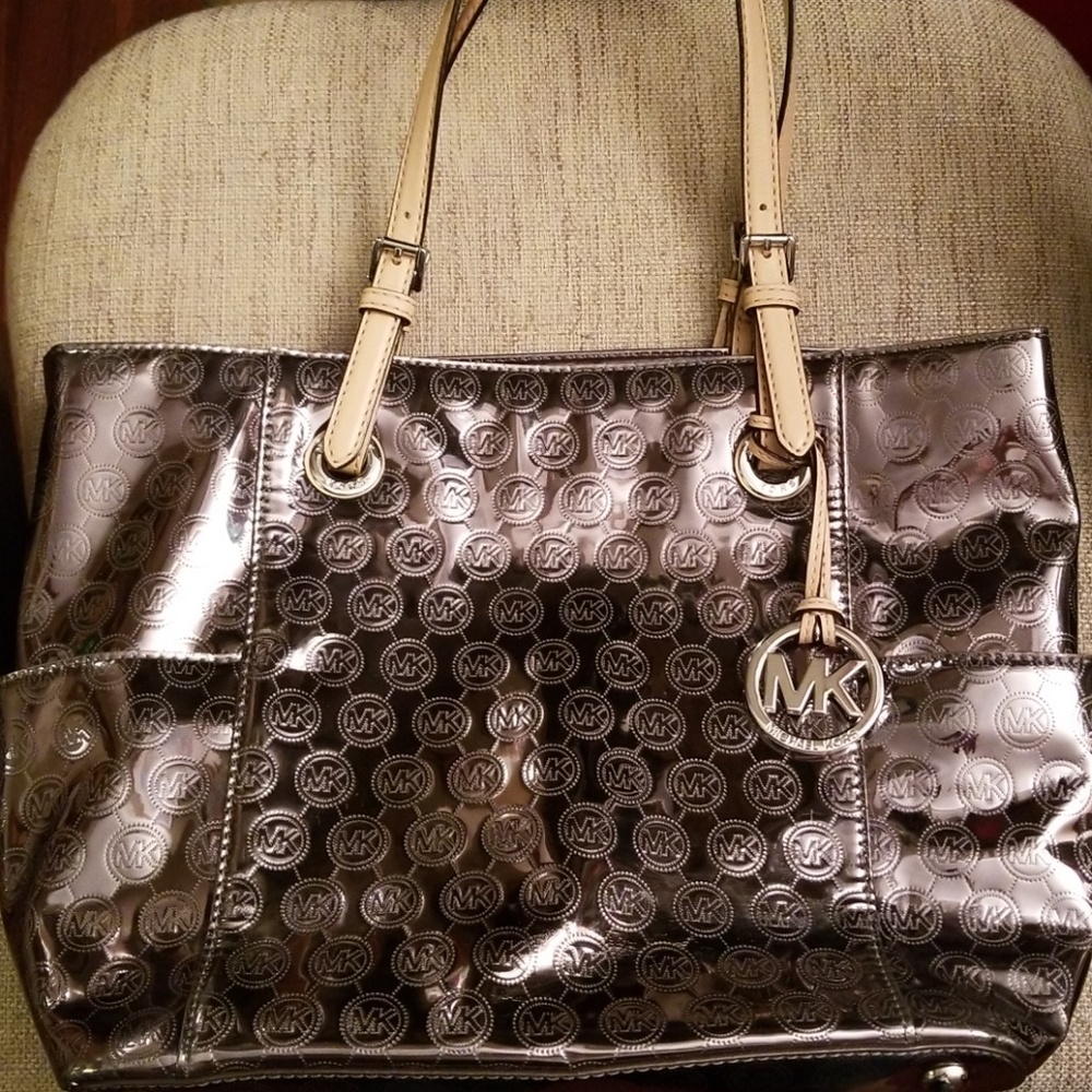Mk silver tote bag